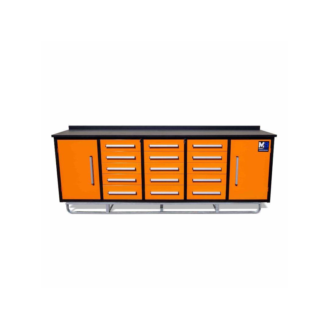 M&B | 10&rsquo; Workbench Cabinet with 15 Drawers - Container Consultants Australia